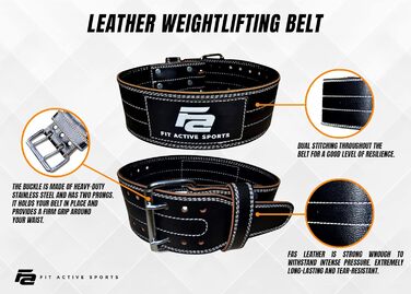 Пояс для важкої атлетики Fit Active Sports, шкіряний, для жінок і чоловіків, професійний, регульований, з пряжкою, для підтримки спини, преміум-якість