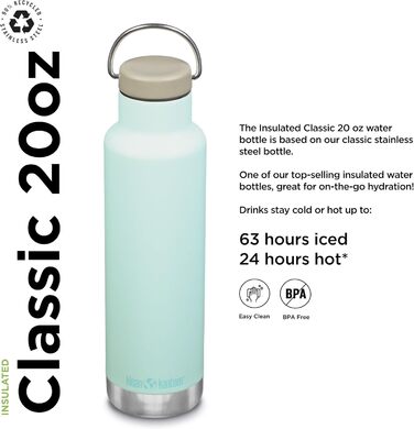 Термобутилка Klean Kanteen Classic з петлевою кришкою, синя, універсальна