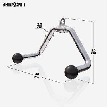 GORILLA SPORTS® рукоятки для кросовера: широкий ричаг, гриф для біцепса і трицепса, SZ-гриф, латтяг, з обертовим шарніром, нековзні, хромовані – аксесуари для тренажерів, тренажер передпліччя