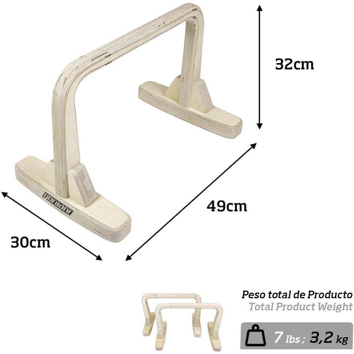 Паралетки Гімнастика з дерева для віджимань, штанга для віджимань і обладнання для тренувань, висотою 30 см, не ковзають, ідеально підходять для тренувань в парку або вдома