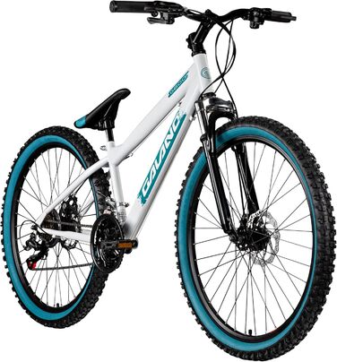 Мотоцикл Galano G600 MTB 26 дюймів для дорослих та підлітків від 145 см Гірський велосипед з амортизаційною вилкою Cross Bike 18 швидкісний перемикач білий/бірюзовий 33 см