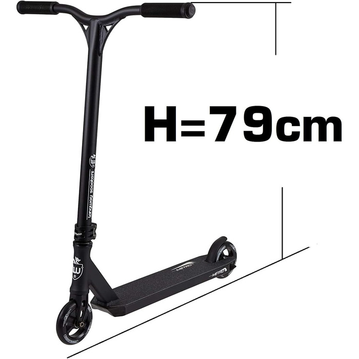 Самокат Longway Metro Stunt Scooter H79 см Trick Park Kick Scooter наклейка Fantic26 (чорний матовий)