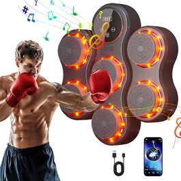 lifetter Музичний бокс-машина з LED, електронна боксова груша з Bluetooth, 9 швидкостей і режимів, 5 рівнів гучності, підрахунок ударів, для дорослих і дітей