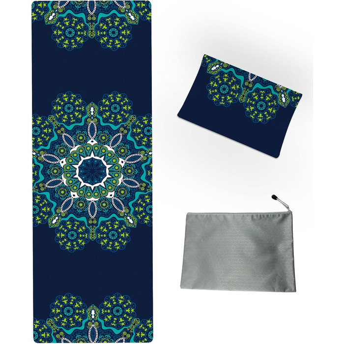 Складаний легкий килимок для йоги LaiEr 183x61x0,15 см з малюнком Mixed Flowers – портативний, для йоги, пілатесу, бікраму та фітнесу