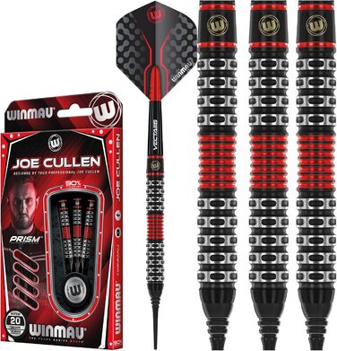 Дартс-набір WINMAU Joe Cullen Special Edition 18 г, професійні вольфрамові софт-тип дротики з оперенням і хвостовиками
