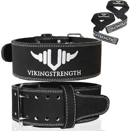 Пояс для важкої атлетики Vikingstrength преміум класу з допоміжними засобами для тяги, пояс для важкої атлетики в тренажерному залі для чоловіків і жінок, ідеально підходить для присідань, пауерліфтингу, кроссфіту та станової тяги, додаток для тренувань M-4XL V-Strength