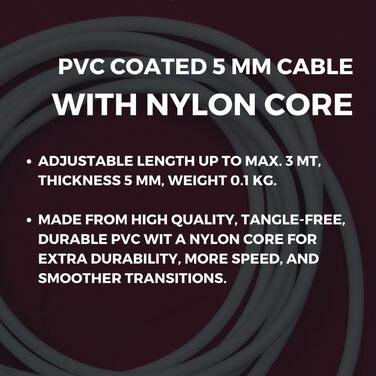 Скакалка Elevate Speed Rope MAX 5 мм, професійна, міцний ПВХ з нейлоновим сердечником, довжина 3 м, посилені ручки