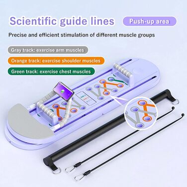 Багатофункціональна дошка для фітнесу MBBTAG, дошка для віджимань, реформатор для пілатесу для дому, дошка для віджимань, унісекс, домашні тренажери, тренажер для живота для дому, портативна дошка для фітнесу (фіолетовий)