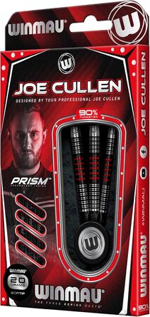 Дартс WINMAU Joe Cullen 18 г вольфрамові з м'яким наконечником, комплект з перами Prism та стержнями