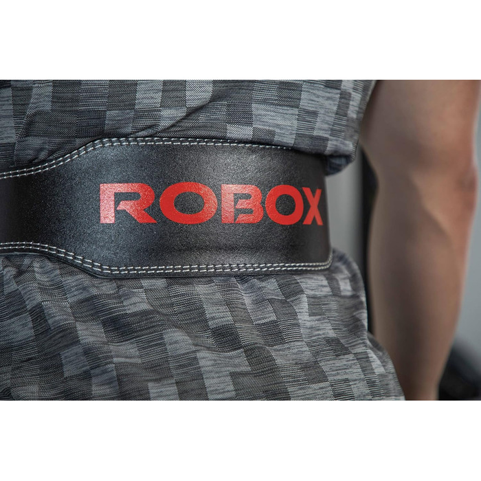 Пояс для важкої атлетики ROBOX, тренажерний зал, м'яка підтримка спини, тренування, пауерліфтинг, станова тяга, присідання, підтримка попереку, тренування 4 шкіряний ремінь з коров'ячої шкіри середній чорний