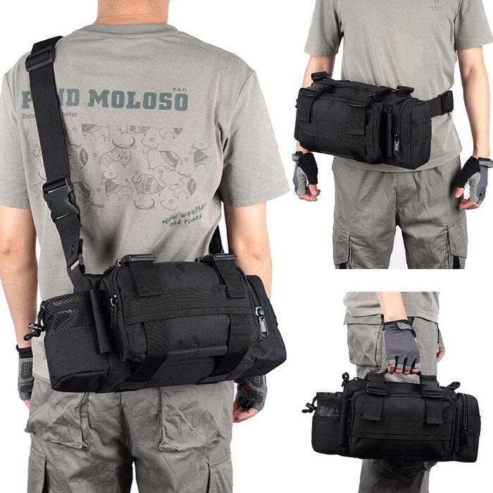 Велосипедна сумка BraveHawk OUTDOORS на кермо, тактична поясна сумка з водостійкого нейлону 900D, багатофункціональна, міцна, MOLLE, для велосипеда та туризму, велика