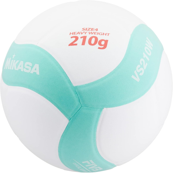 Волейбольний м’яч MIKASA Smile Lesson Valley №4, 210г, біло-зелений, VS210W-G, рекомендований тиск 0,10-0,15 кгс/см²