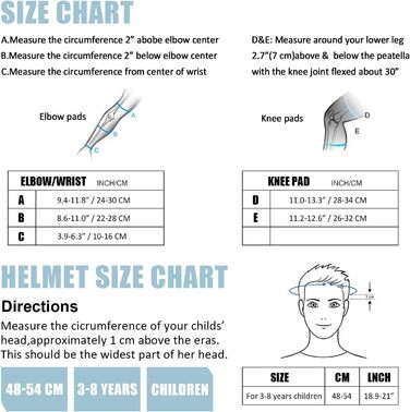 Дитячі протектори Колінний протектор et (2-8 років) з дитячим шоломом, протектором для ліктів і протектором на зап'ястя для роликового взуття для роликових ковзанів Kateboard Bike Roller Shoe (світло-блакитний, S)