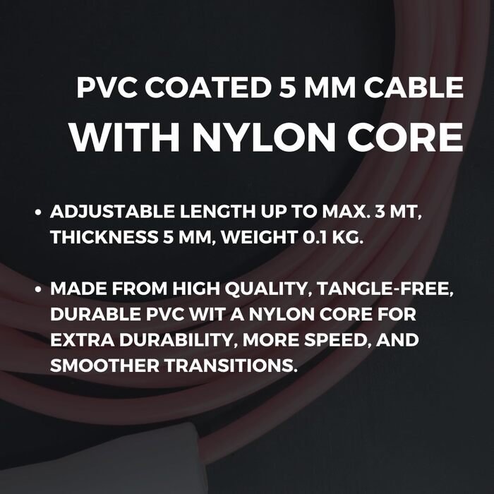 Скакалка Elevate Speed Rope MAX, професійна, міцний ПВХ з нейлоновим осердям, 5 мм, довжина до 3 м, посилені ручки