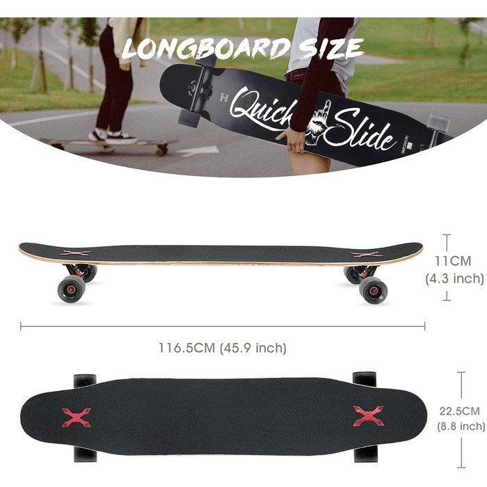 Скейтборд Opurtdor Longboard 118CM Pro, 8-шаровий, для початківців