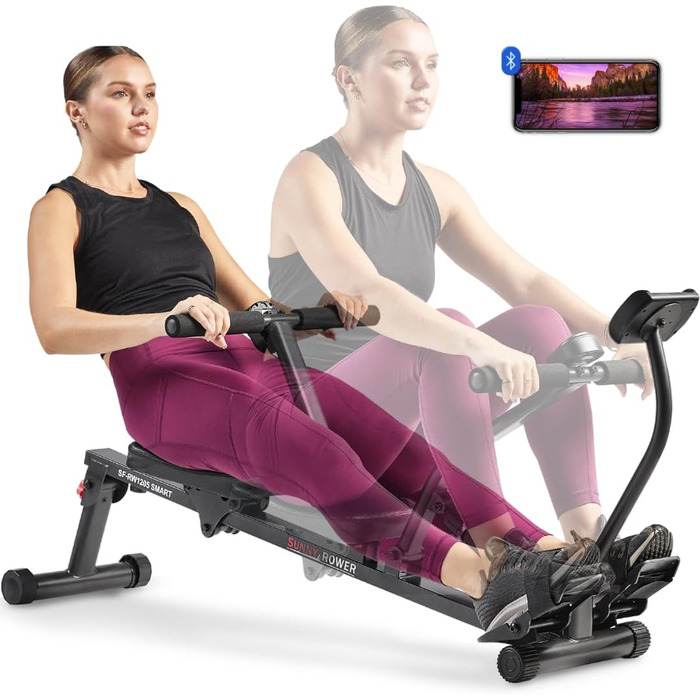 Гребний тренажер Sunny Health & Fitness, 12 рівнів опору, SF-RW1205SMART