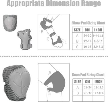 Наколінники Дитячі протектори Роликові ковзани Протектор Комплект Протектори Діти 2-8 років Налокітники Наколінники Щитки на зап'ястя 6 в 1 для роликових ковзанів Велосипедні скейтборди Самокат (сірий)