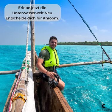 Маска для підводного плавання Khroom для дорослих і дітей - Seaview Y CO2 безпечний Повнолицева маска для снорклінгу Альтернатива набору трубок Повнолицева маска Спорядження для підводного плавання Adult S/M (до 1,60 метра) Чорний