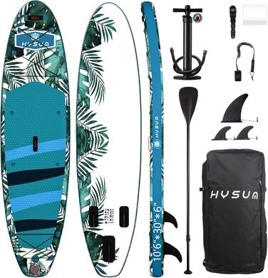 Надувна SUP-дошка HYSUM 10'x30''x6'' з аксесуарами: весло, плавці, ремінь, насос, рюкзак, ультралегка для початківців і професіоналів