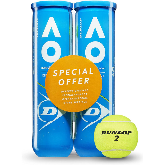 Тенісний м'яч Dunlop Australian Open - для глини, корту з твердим покриттям і трави м'ячі 2х4