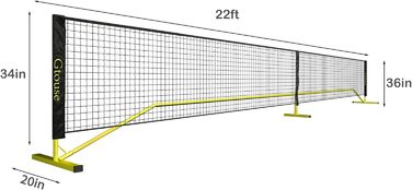 Портативна сітка для піклболу, система сіток для піклболу 7,6 м з підставкою з металевим каркасом і міцною поліетиленовою сіткою з сумкою для перенесення, портативна тенісна сітка для гри в піклбол, дитячий волейбол, футбольний теніс