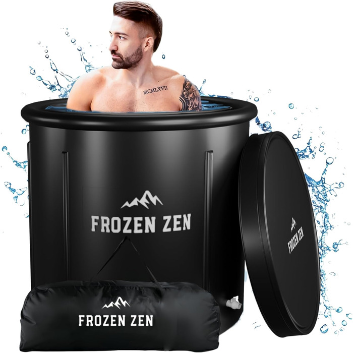 Frozen Zen Преміум XL льодяна ванна для спортсменів з кришкою, велика надувна ванна для холодної терапії, портативна купіль для дорослих, для вулиці