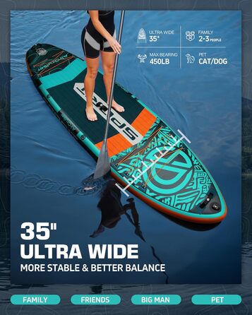 Надувна SUP-дошка для серфінгу 3,5 м, до 204 кг, знімний US-кіль, рюкзак 100 л, водонепроникна сумка, плавуче весло, страхувальний трос
