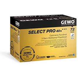 М'ячі для настільного тенісу GEWO Select PRO - 3-зірковий м'яч для настільного тенісу із пластику 40 зі швом - М'ячі для змагань, сертифіковані ITTF - Високоякісні професійні м'ячі для настільного тенісу білого кольору, діаметр 40мм 72 шт. и