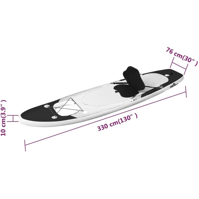 Набір SUP дошок для 1 дорослого, чорний 330x76x10см