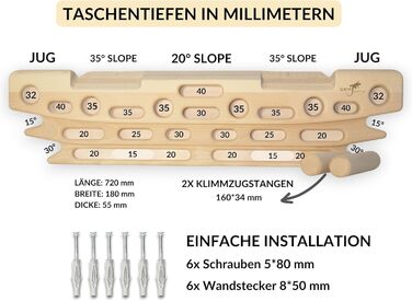 Підвісна дошка GRIPNATIC FingerPeg 1.0 - Бук - вантажопідйомність 120 кг