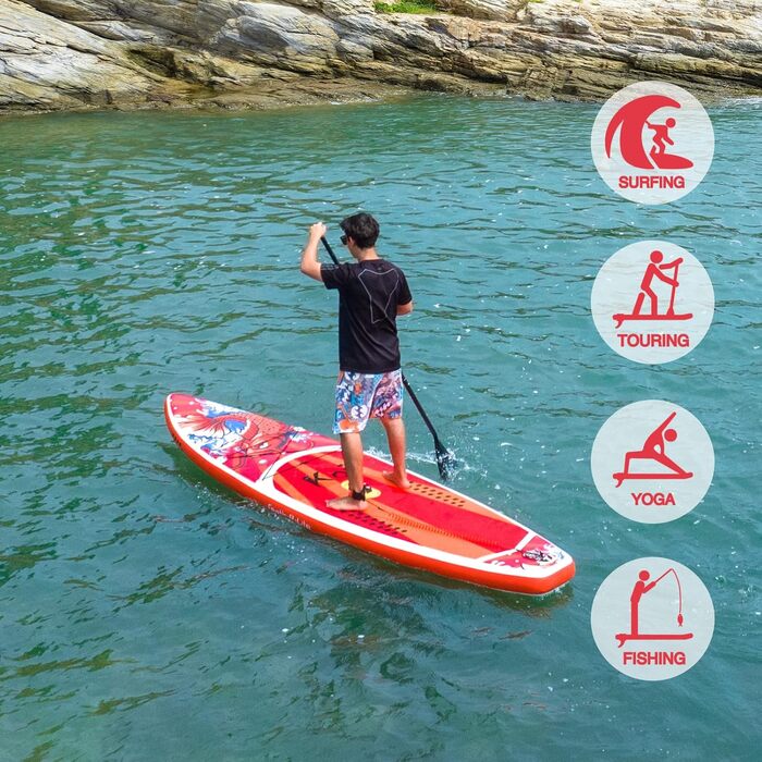 Надувна SUP-дошка FunWater 3,9 м, ультралегка, комплект: весло, 3 плавці, насос, рюкзак, ліш, водонепроникна сумка