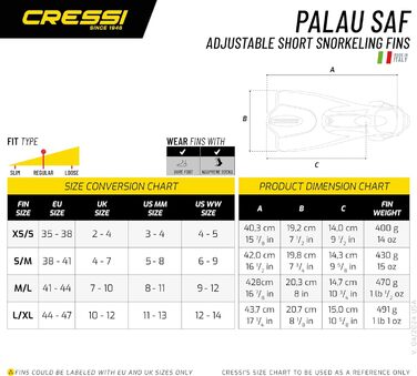 Плавники Cressi Palau SAF M/L (EU 41/44, чорний/титан)