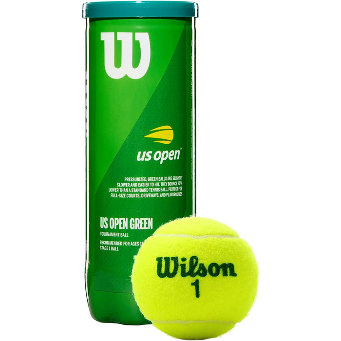 Тенісний м'яч Wilson US Open, 3 уп., зелений, від 11 років