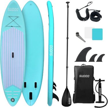 Надувна SUP-дошка для дорослих та підлітків 10'/10.5'/11' x30/33'' x6'', ультра-легка, з рюкзаком, насосом, веслом, страховкою та трьома плавниками