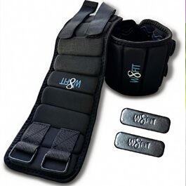 W8FIT Регульовані обважнювачі для ніг і щиколоток, знімні вантажі, 1,8 кг, чорні, розмір M (22,9-30,5 см), 2 шт, прані