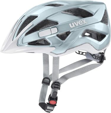 Велосипедний шолом uvex active для жінок і чоловіків, розмір 52-57 см, aqua white, регулювання розміру, можливість LED-підсвітки