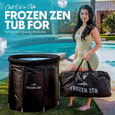 Frozen Zen Преміум XL льодяна ванна для спортсменів з кришкою, велика надувна ванна для холодної терапії, портативна купіль для дорослих, для вулиці