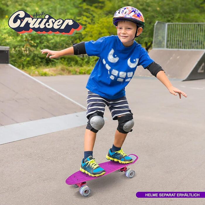 Скейтборд Hurtle Mini Cruiser для дітей та дорослих, пенні-борд з LED колесами, антиковзке покриття, для початківців і досвідчених, до 100 кг