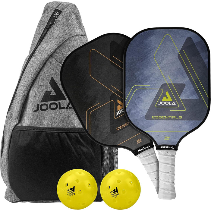 Ракетка для веслування JOOLA Pickleball Essentials зі скловолокнистою поверхнею, полімерним сердечником і сертифікацією USAPA - ідеально підходить для початківців і рекреаційних гравців (один розмір, комплект)