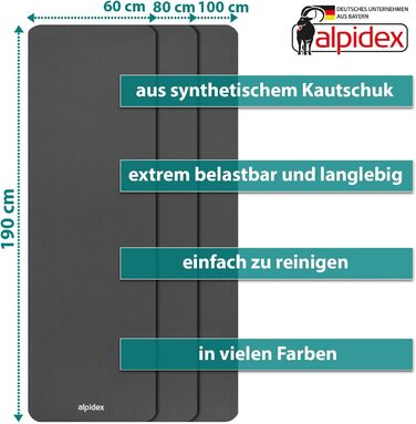 ALPIDEX Йога-мат для фітнесу, 1,5 см, антиковзний, без фталатів, для йоги, пілатесу, спорту, фізичних вправ, HIIT, ізолон, три розміри, з E-Book