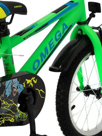 Дитячий велосипед OMEGA BIKES Master для дівчаток та хлопчиків, алюмінієва рама 12-20 дюймів, ручне гальмо, допоміжні колеса, дитячий велосипед класичний, велосипед для дітей (16 дюймів, зелений)