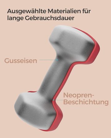Гантелі SONGMICS, Набір з 2 шт. , Набір гантелей, Гантелі, Шестигранник, Неопренове покриття, Силові тренування, Тренування, Фітнес Тренування, Для Дому (2 x 4 кг, Ruby Red)