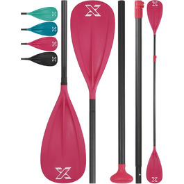 ZLX SUP весло для сапборду, регульоване, 3/4 частини, склопластикова лопать, червоне, подвійне