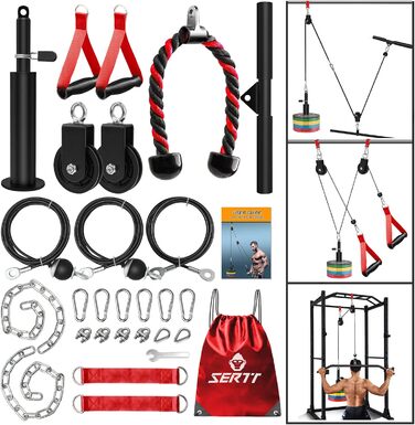 Фітнес-обладнання SERTT Rope Pulley для LAT, біцепсів, трицепсів (червоний)