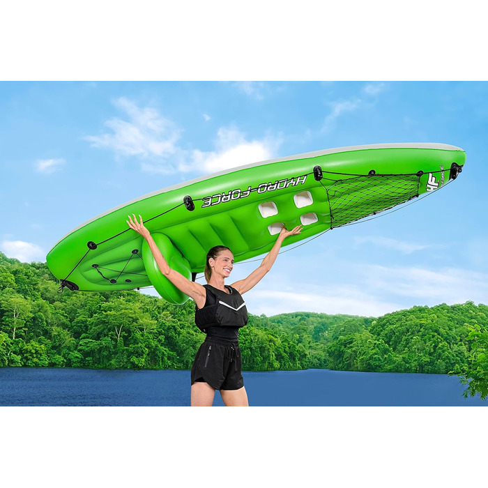 Надувний каяк Bestway Hydro-Force Koracle для риболовлі, комплект: ручний насос, весло, сумка, 1-місний човен, різні стилі