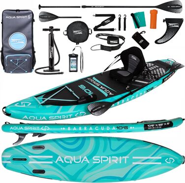 Надувна дошка для падде Aqua Spirit SUP 2024 320x815см/457x915см Комплектація з веслом, рюкзаком, насосом та іншими аксесуарами Дорослі початківці/експерти Гарантія 2 роки (зелений)