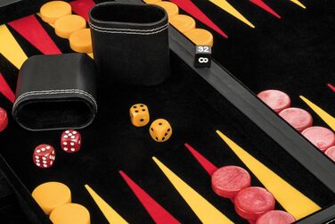 Backgammon Philos Donousa великий, штучна шкіра, чорний/червоний/жовтий