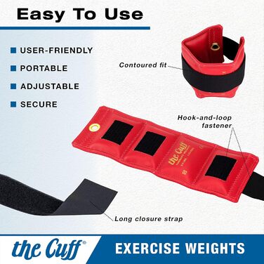 Набір обважнювачів The Cuff Original для щиколоток і зап'ясть, регульовані, для тренувань, танців, бігу, тонусу, фізіотерапії, чоловіків і жінок, 9 шт (1,5–4,5 кг)