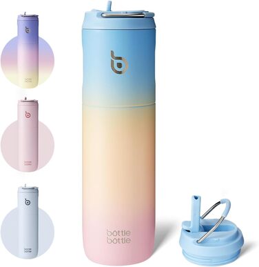 Термобутилка BOTTLE BOTTLE 680 мл з трубочкою, кришкою та ручкою, спортивна нержавіюча пляшка для води, подвійні стінки, герметична, для спорту, подорожей, тренажерного залу