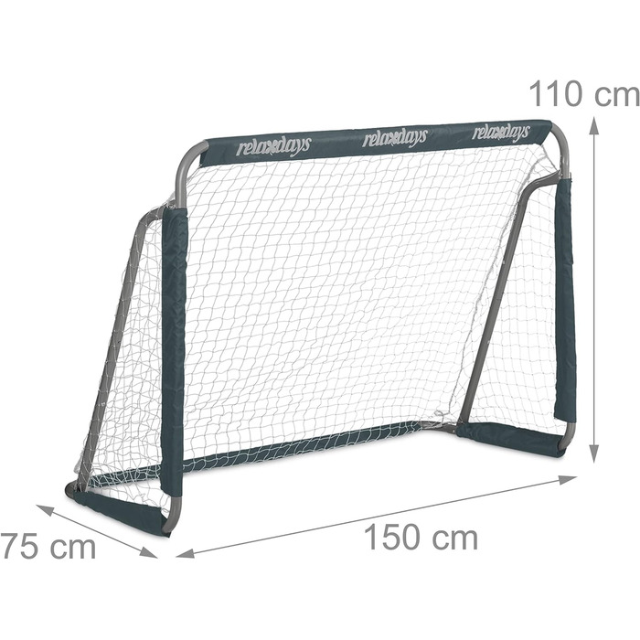 Футбольні ворота Сад, Діти та дорослі, Футбольні ворота, HBT 110 x 150 x 75 см, Метал, Стабільні футбольні ворота, сірий